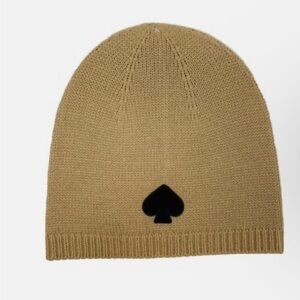 Kate Spade Camel Knit Hat with Black Spade Emblem
